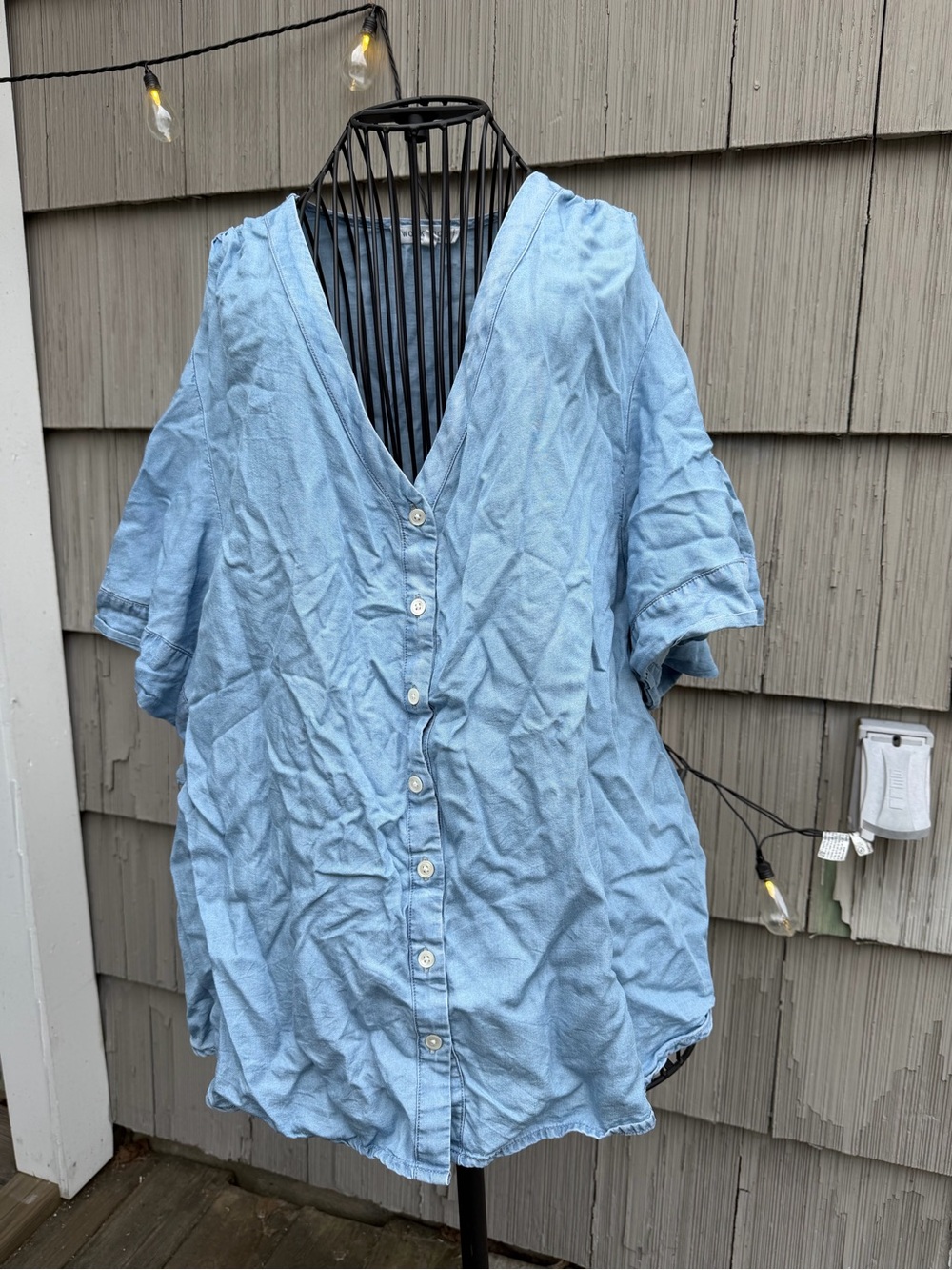 Workshop Republic Clothing Light Blue Button-Front V-Neck Shirt